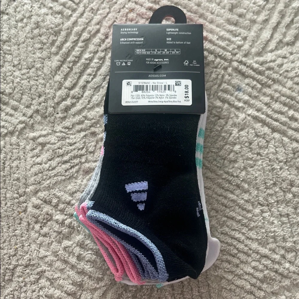 Girl’s Adidas Superlite No Show Socks (6 pairs)